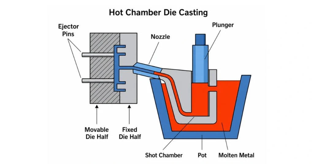 Hot Chamber Die Casting Diagram