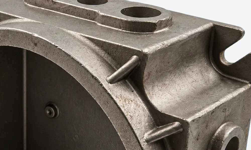 Close view of the sandblasted housing showing the inner wall and recessed surfaces beside the circular rim.