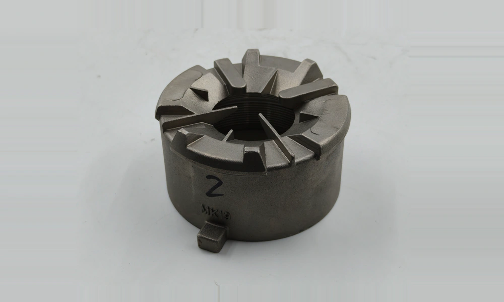 CF8M investment-cast housing with tapered fins around the smaller end opening.